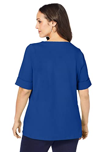 Jessica London Women's Plus Size Cuff Tee Short-Sleeve T-Shirt - 18/20, Black #TOP2
