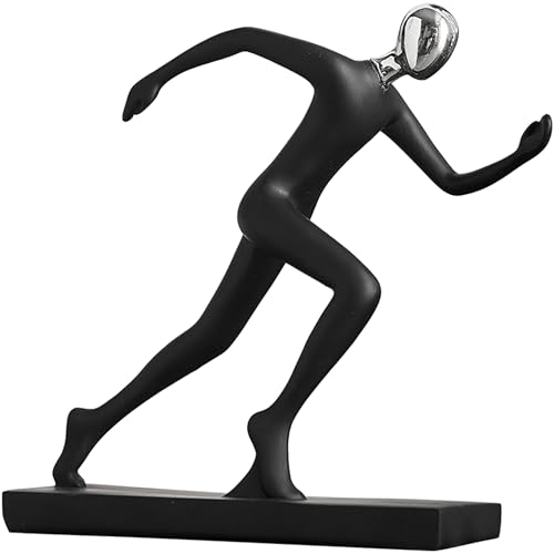 Estatua abstracta negra de atleta en resina moderna miniatura 1