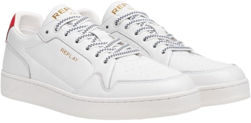 REPLAY Men's Low-Top Sneakers, 071 White Green, 7.5