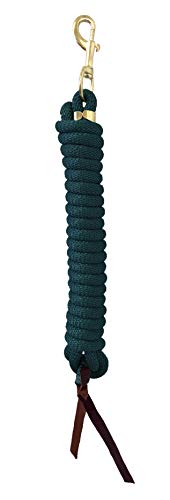 Nylon Training Lead Rope Leather Ends 14' w/Brass Swivel Snap (Hunter Green)