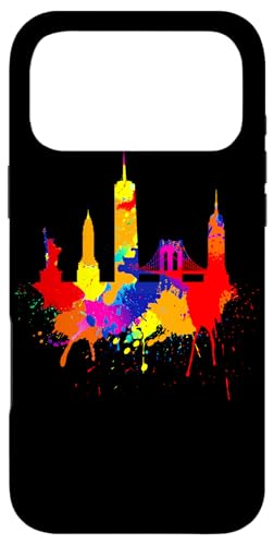 ニューヨークスカイライン カラフルな色彩 絵画 アートNew York スマホケース iPhone 17 Pro Max 用