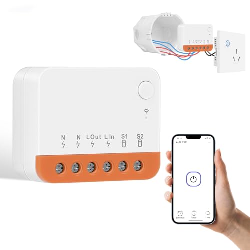 AXFEE 1Pezzi MINI R4 WiFi Smart Switch 2-Way, Interruttore Intelligente Fai-Da-Te, Modalità Staccabile, WiFi 2.4G, Controllo APP, Funziona con Alexa, Google Home, eWeLink