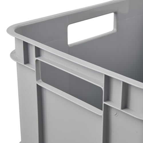 keeeper Transportbox mit Tragegriffen, Euro-Box M, 16 l, 35 x 27 x 22 cm, Bruno Eco Line, Grau (Eco Stone Grey)