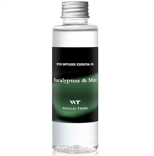 WEALD TRIBE Stick Diffuser Set Diffuser Oil Refill Stick Diffuser | Eucalyptus & Mint Scent 4 fl oz(120ml) Home Fragrance Defusers | Scented Essential Oil Diffuser Sets with 6 Sticks