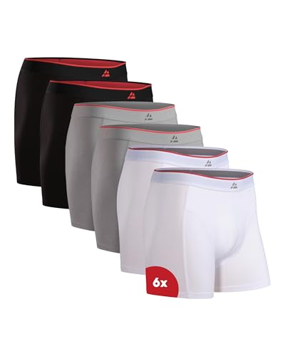 DANISH ENDURANCE 6 Pack Bambukalsonger, Mjuka Premiumkalsonger som Andas, för Män Flerfärgad (2x Grå, 2x Svart, 2x Vit), M