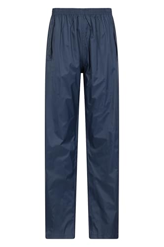 Mountain Warehouse Pakka Womens Waterproof Over Trousers - Packaway Bag, Breathable Rain Pants, Hook & Loop Ankle Opening Ladies Rainwear - Spring Summer, Outdoors Navy Women's Size 16