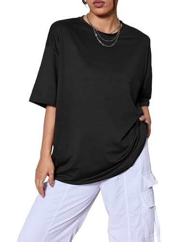 1/5 Pack Womens Oversized T Shirts Crew Neck Loose Fit Short Sleeve Tshirts Summer Workout Plus Size Tee Tops2