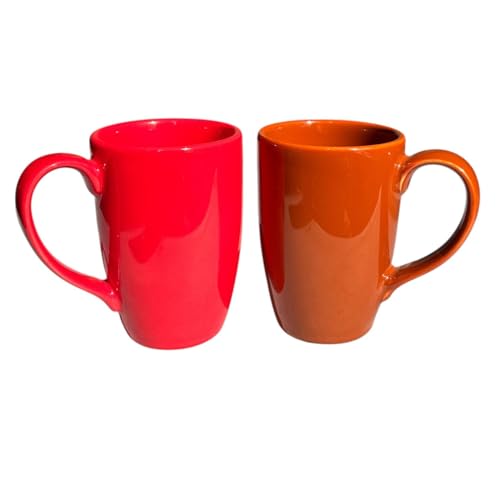 Image of Red and Brown Porcelain 285 ml Coffee /Tea Mug Piece Microwave Oven and Dishwasher Safe, for Hot /Cold Coffee, Milk, Tea, (Brown and RED)