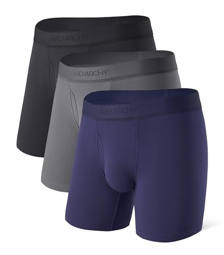 Image of DAVID ARCHY Mens Underwear Breathable Silky Soft Modal Boxer Briefs for Men Pack 4, Wide Waistband No Ride Up
