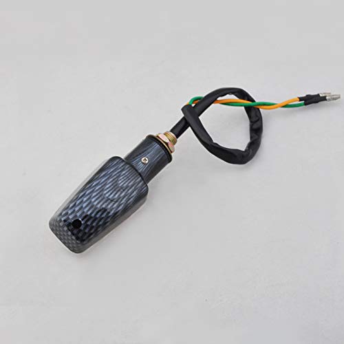 Rhegene Motorcycle 12V Orange Mini Turn Turning Signal Light Lamp Pair Left & Right White Carbon Fiber Shell Screws Size:10 mm