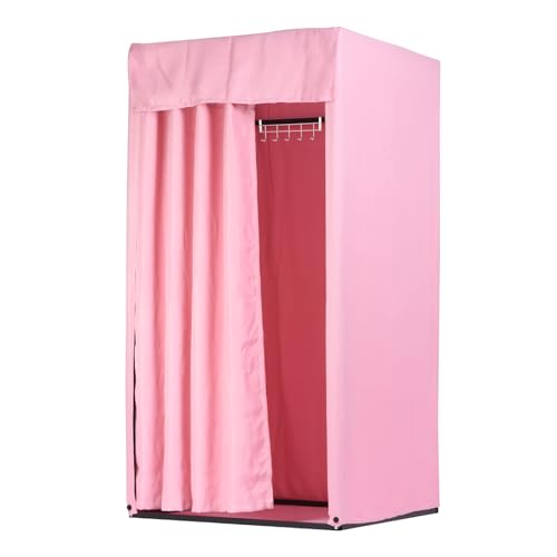 uxcell Fitting Room, 39x39x78 inch Clothing Store Fitting Room with Shading Curtain, Portable Changing Room for Clothing Shop Shopping Centre Office, Pink