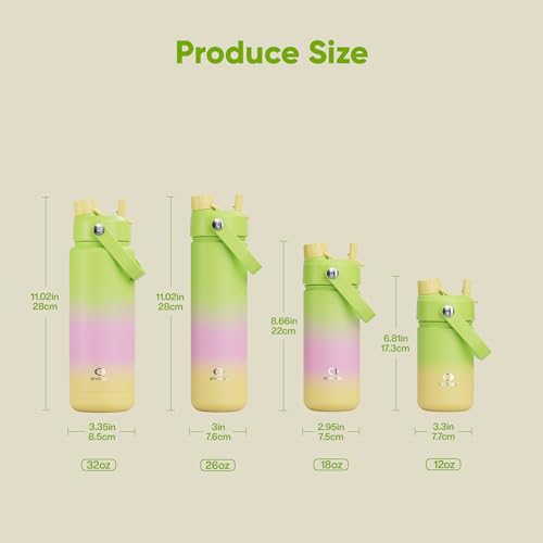 Image of ENCOOL Insulated Water Bottle with Straw Stainless Steel Water Bottle, Leak-Proof, BPA-Free, Double Wall Vacuum Keeps Cold for 24 Hours for Sports, Travel, School (32 oz, Morning Dew)