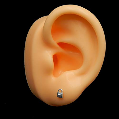 925 Sterling Silver Little Lock & Key Ear Studs Earrings 155532
