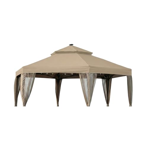 Garden Winds Hexagon Solar Gazebo Canopy