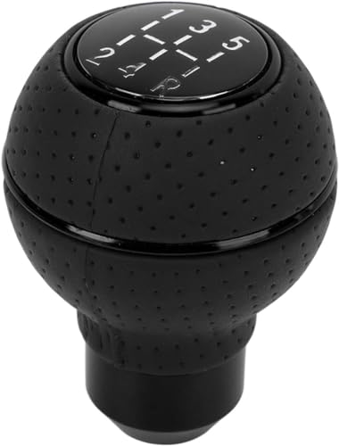 Image of AutoBizarre 5 Speed Aluminum Base Metal Ring Leather Covered Gear Knob Gear Shifter Handle Knob for All Manual Transmission Cars (Black)