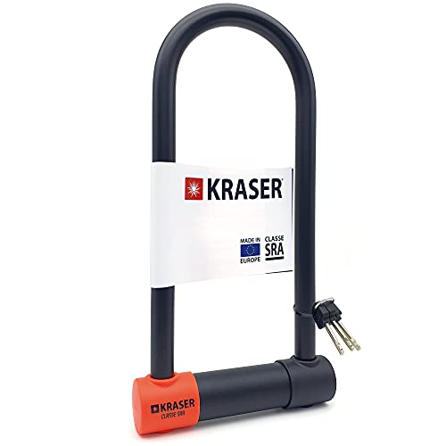 KRASER KR120L Antivol U Moto Homologué Classe SRA Acier Fourche Ø18 Haute Sécurité Scooter Velo Cadenas 120x310