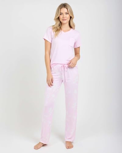 Image of Real Essentials 2 Pack: Women's Comfy Pajama Sets - Short Sleeve Ladies Loungewear Sleepwear PJs (Available In Plus)