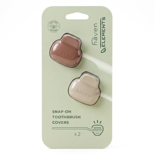 Image of Haven Toothbrush Cover - Fits Electronic and Manual Toothbrushes - Toothbrush Case Holder for Travel - Set of Two Tooth Brush Cap Protectors (Sand & Terra)