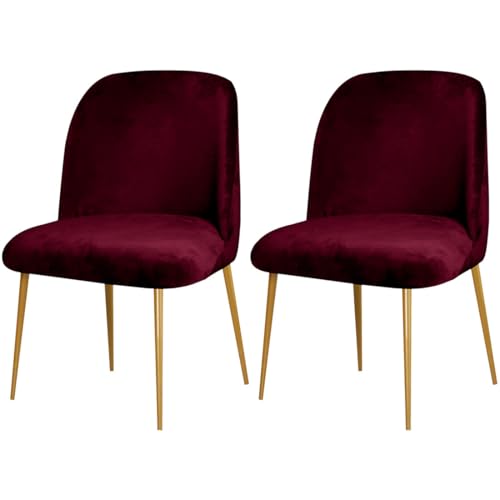 SZJIAHTM Confezione da 2 fodere per sedie da sala da pranzo, in velluto, rimovibili, elasticizzate, con schienale corto, senza braccioli, protezione per sedie curve, per decorazione domestica