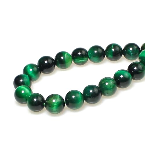 MJDCB Natural Round Stone Beads 8mm Green Tiger Eye Stones Loose Gemstone Beads for Jewelry Making Bracelet Necklace 43pcs - Image 2
