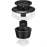 HEIBTENY Ersatz-WC-Spülkasten mit Doppelspülung, 20 mm-60 mm, ABS-Tank-Stellantrieb, kompatibel mit Fluidmaster PRO550UK Skylo SKY005, modernes Schwarz / Gold / Chrom / Roségold (Schwarz + Ring)