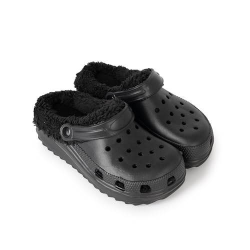 BESCH Zuecos Mujer Invierno – Forro Polar Suave y Suela Antideslizante para Casa o Exterior (Negro, 36)