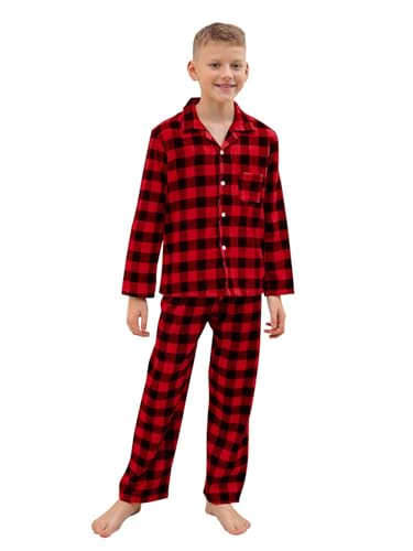 Umeyda Family Christmas Pjs Matching Sets Plaid Pajamas Long Sleeve Holiday Sleepwear Set for Adults Kids3