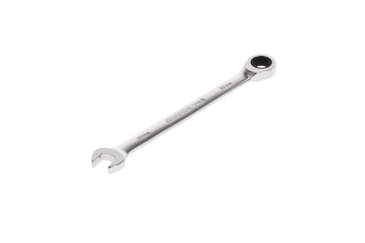 Gedore Silver Red Combination Ratchet Spanner, With Ratchet, Af 10 Mm, Flat, Bi-Hex, Spanner, R07100100