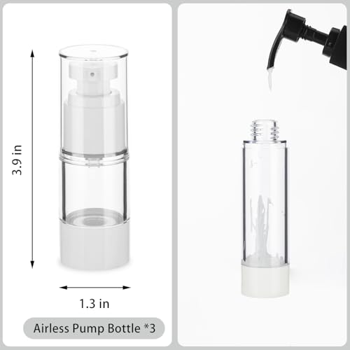 0.5OZ/15ML Clear Airless Pump Bottles, Lotion Dispenser Travel with Pump, Vacuum Plastic Travel Size Lotion Bottle for Foundation, Creams, Cosmetic(3 Pack)2