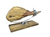 FERRETERIA LEPANTO Jamonero Profesional de Acero Inoxidable con Base de Madera | Soporte jamonero para Jamón y Paletilla | Sistema Basculante y Giratorio para un Corte Preciso (Sin Set)