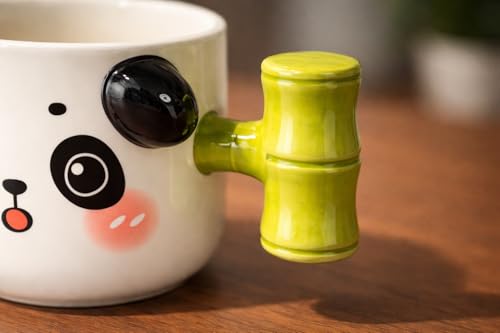 Image of Vasukie Bamboo Panda Coffee Mug with Lid, Mugs for Coffee, Rakhi for Brother, Birthday Gift, Ceramic Mug, 3D Coffee Mug (Bamboo Panda)