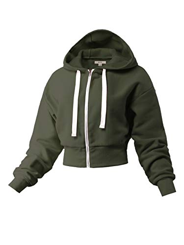 Women's Casual Fitted Drawstring Kangaroo Pocket Zip Up Hoodie2