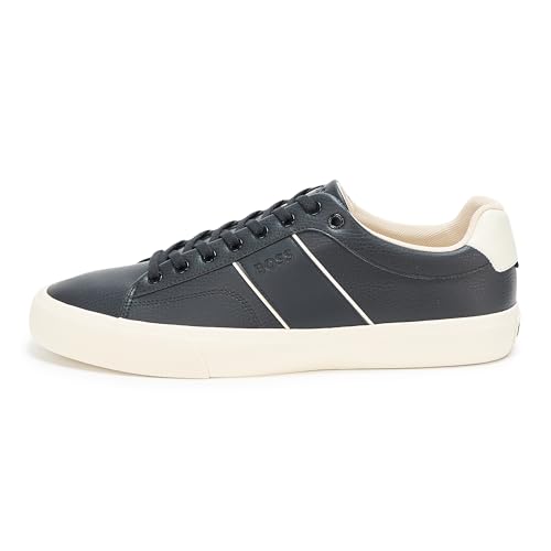 Image of BOSS Men's Aiden Logo Block Leather Low Top Sneakers
