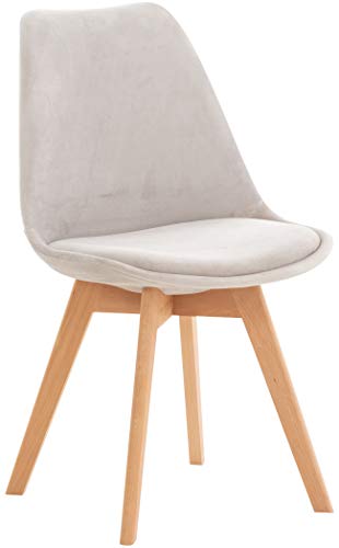 CLP Chaise de Salle ŕ Manger Linares Plastique I Tissu I Velours I Velours côtelé I Fauteuil avec Structure en Bois, Couleur:Gris Clair, Matériel:Velours