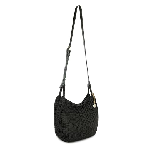 Image of The Sak Los Feliz Crossbody Purse - Hand Crochet Women's Handbag for Everyday & Travel - Cross Body Bag With Zipper Pockets & Adjustable Shoulder Bag Strap - Black