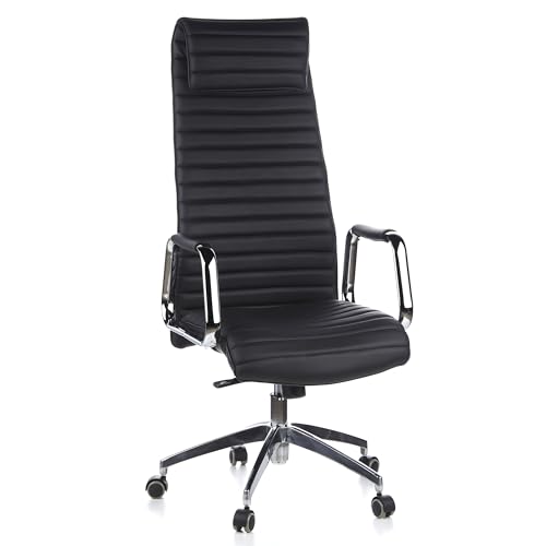 hjh OFFICE 600900 Chefsessel ASPERA 20 Nappaleder Schwarz/Chrom Bürostuhl...