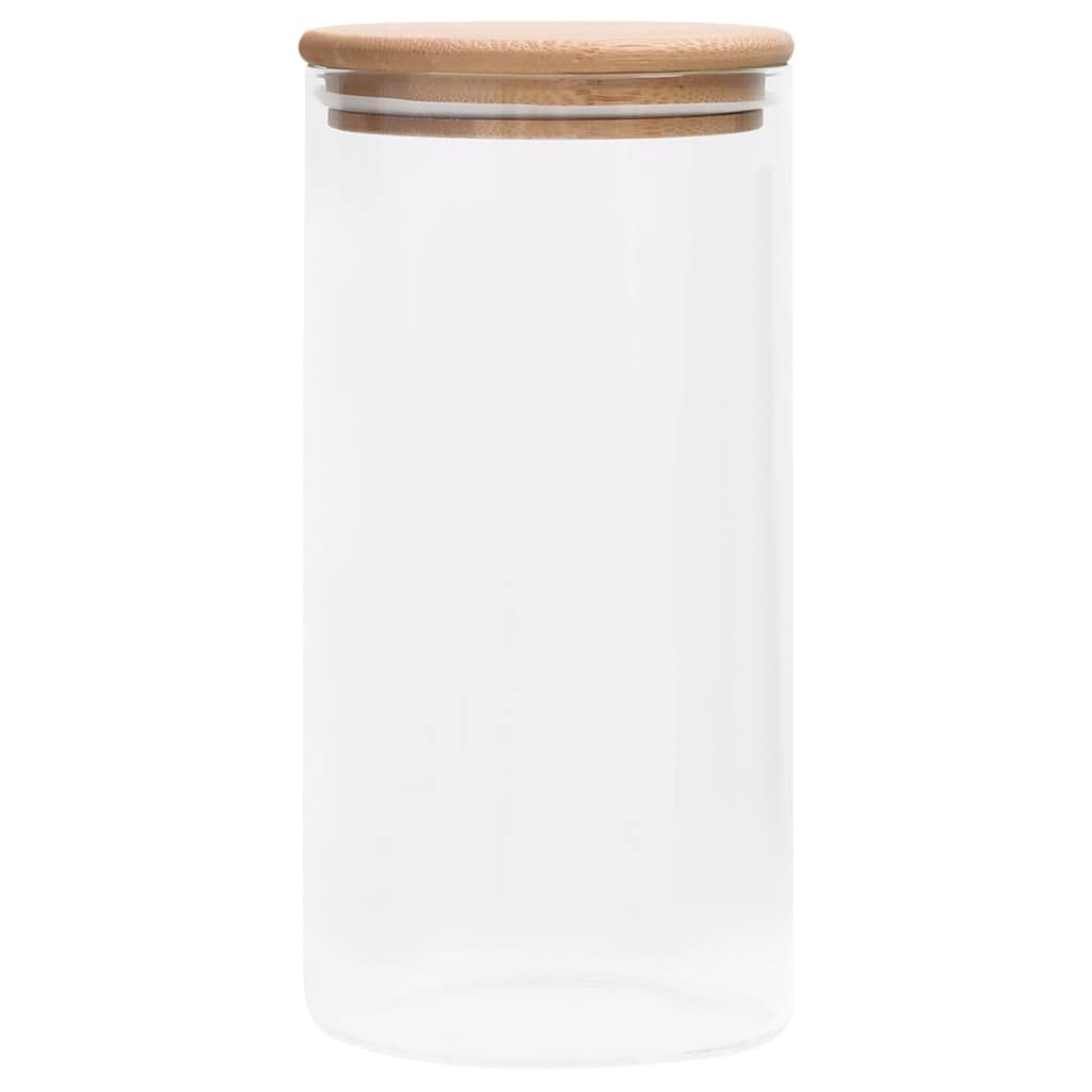Tarros De Almacenamiento De Vidrio con Tapas De Bambú, Diseño Transparente y Cierre Hermético, botes cocina almacenaje, recipientes herméticos para alimentos, Transparente, 4 Unidades 1200 ml