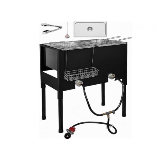Free Standing Triple Deep Fryer-3 Basket Stainless Steel Propane Cooker-Fry Fish/Chicken-Taco Cart