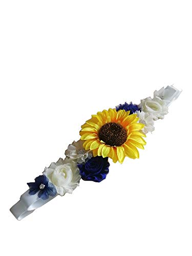 Sunflower Bridal Wedding Belt Maternity Pregnancy Flower Sash Baby Shower Y052 (royal blue)