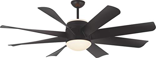 Monte Carlo 8TNR56BKD-V1 Turbine Ultra-Modern 56" Ceiling Fan with LED Light and Hand Remote Control, 8 ABS Blades, Matte Black