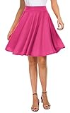 EXCHIC Women's Basic Skirt A-Line Midi Dress Casual Stretchy Skater Skirt (XL, Rose)