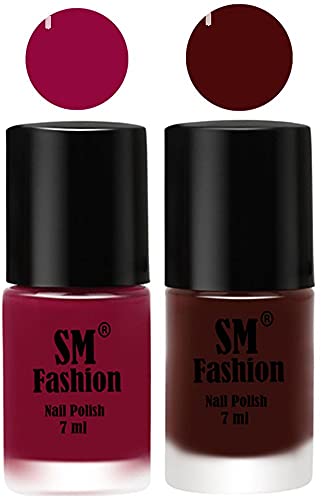 Image of Long Lasting Nail Polish | Nail Paint Combo 7 ml Each) - Set of 2 Cherry Blossom-Wine