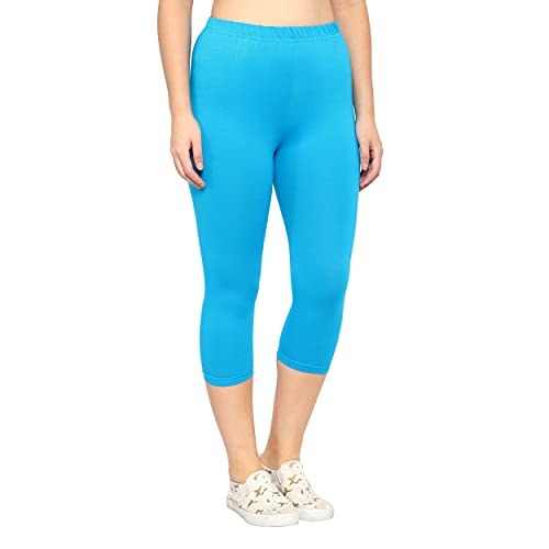 Image of Irana Women Cotton Stretchable Capri | Slim /Regular Fit | Breathable Yoga, Gym & Lounge Wear | High-Waist Stretchable 3 /4 Length Leggings|Capri Pants for Women - Pack of 1