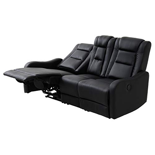 モダンデコ 電動リクライニングソファー 3人掛け 幅171cm (ブラック)