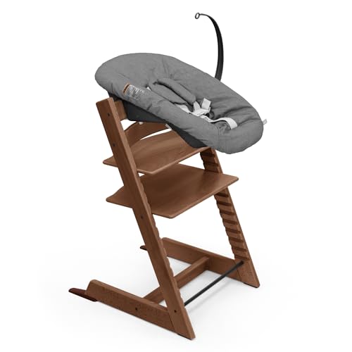 Silla Tripp Trapp de Stokke (Warm Brown) con Newborn Set (Anthracite) - Para recién nacidos hasta 9 kilos - Acogedor, seguro y fácil de usar
