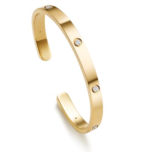 HAXIYA Gold Bangle Bracelets for Women Dainty 18K Gold Cuff Womens Bracelet Trendy Love Friendship...