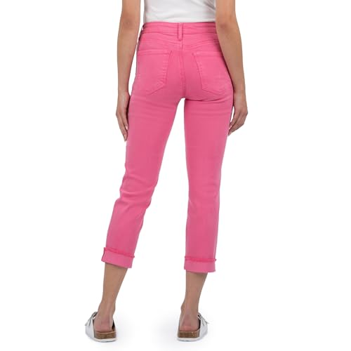 KUT from the Kloth Women's Petite Amy Crop Straight Leg Roll-up Fray in Sugar Coral3