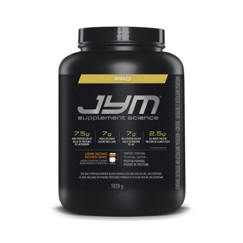 Pro JYM Protein Powder - Egg White, Milk, Whey Protein Isolates & Micellar Casein | JYM Supplement Science | Caramel Macchiato Flavor, 4 lb Pro JYM Protein Powder - Egg White, Milk, Whey Protein Isolates & Micellar Casein | JYM Supplement Science | Caramel Macchiato Flavor, 4 lb