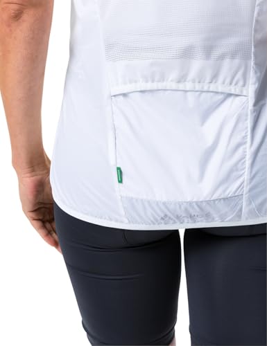 VAUDE Damen Fahrradweste Matera Air Vest, ultraleichte Windweste für den Radsport, wasserabweisende, winddichte Sportweste reflektierend, Passform: Slim fit, white, 40