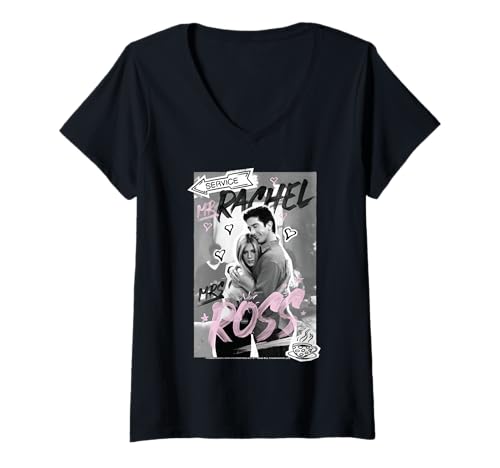 Image of Womens Friends Mr Rachel & Mrs Ross Love V-Neck T-Shirt